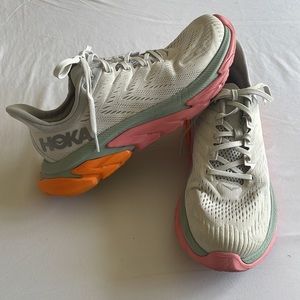 Hoka One One Clifton Edge Running Sneakers - White, Blue, Pink, Orange